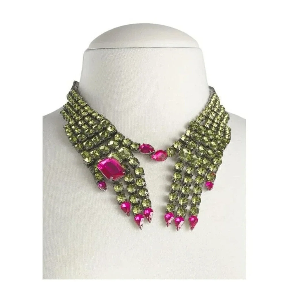 Betsey Johnson Green Crystal Witch Hands Necklace Halloween Cosplay Costume